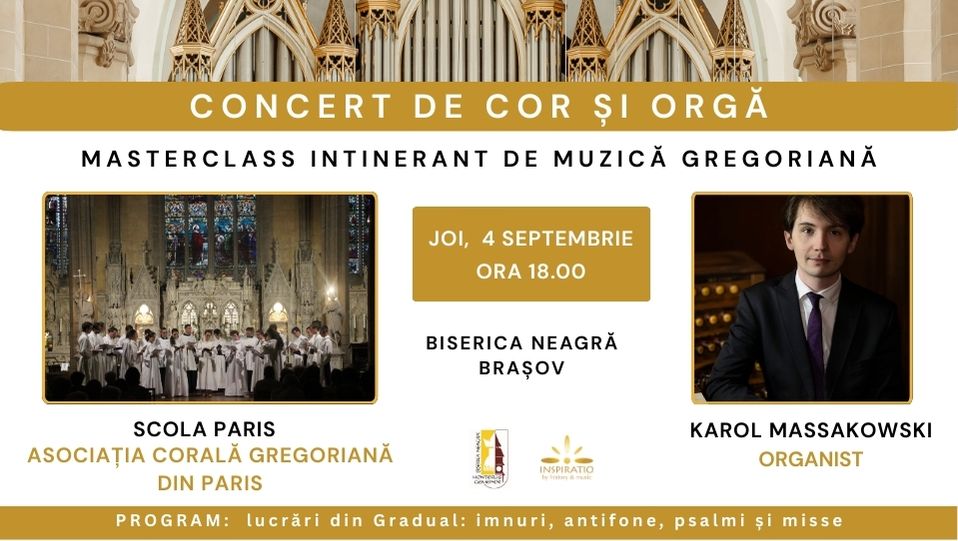 Concert de cor și orgă - Schola Paris și Karol Mossakow la Biserica Neagră